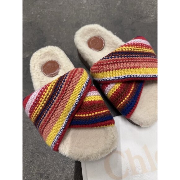 Chloe Wavy Slides Sandals Multicolor Red - Picture 4 of 7